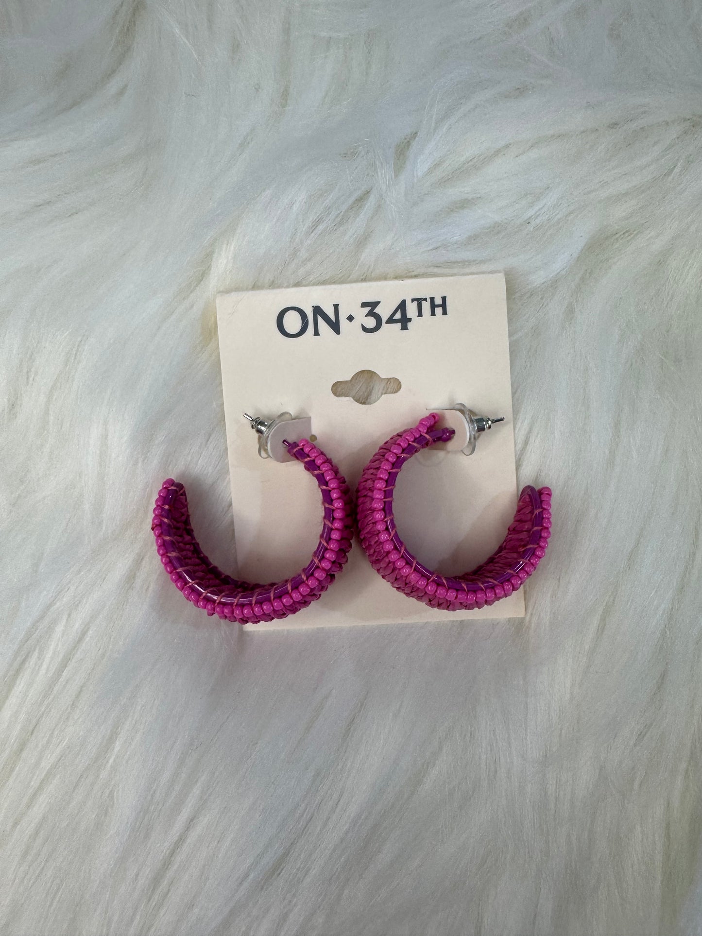 On 34th pink earrings