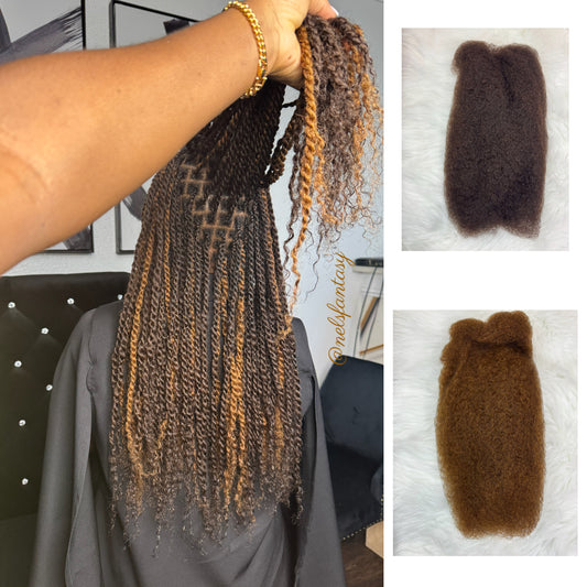 Auburn mix Afro kinky 100% human hair, set of 6