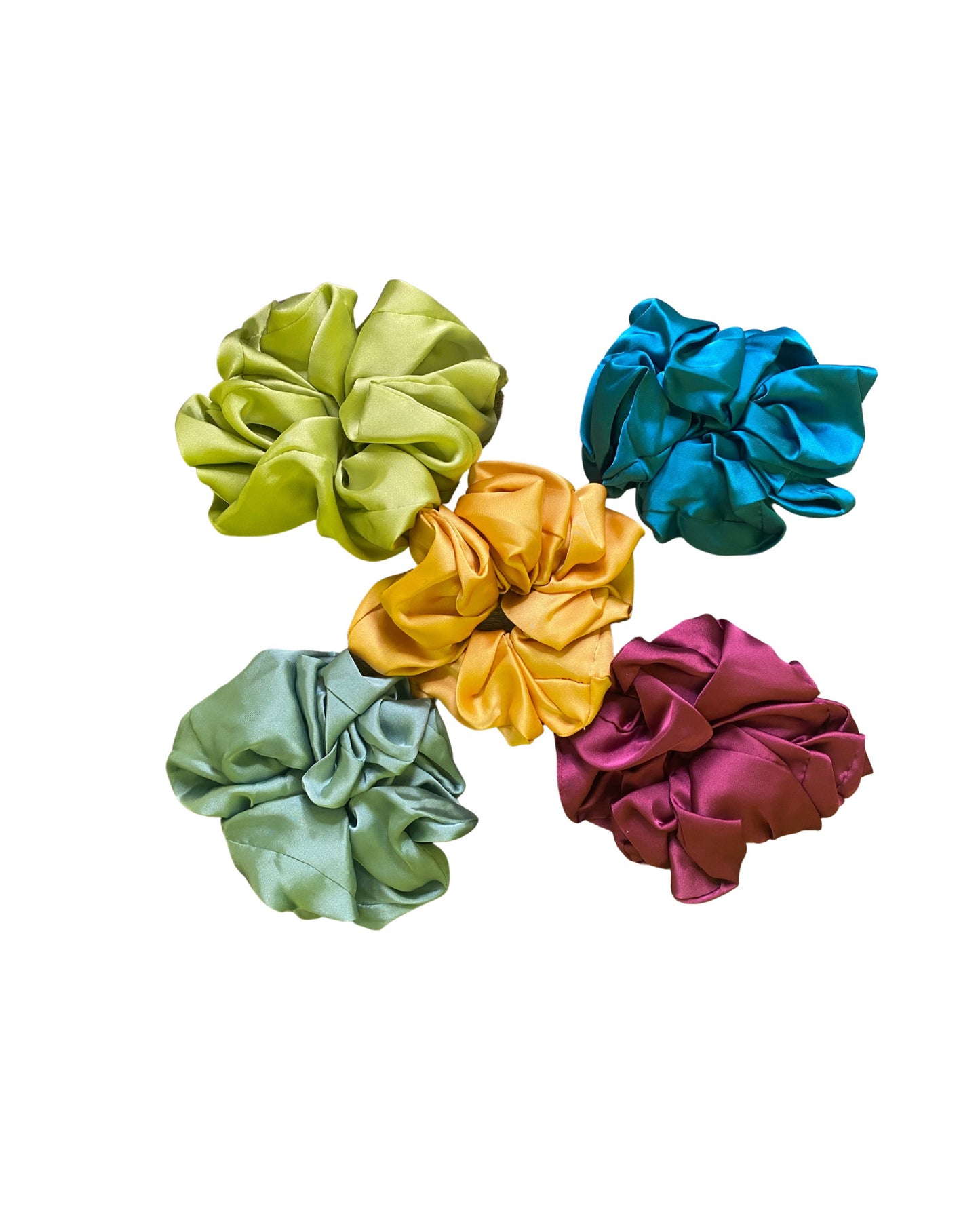 Set of 5 oversized satin scrunchies